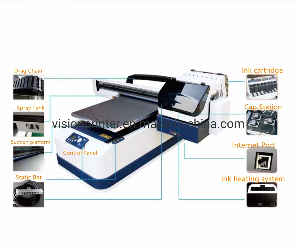 Hot Sales Inkjet Flatbed Printer for Glass/Wood/Ceramics/Box Printing 60*90cm UV Printer