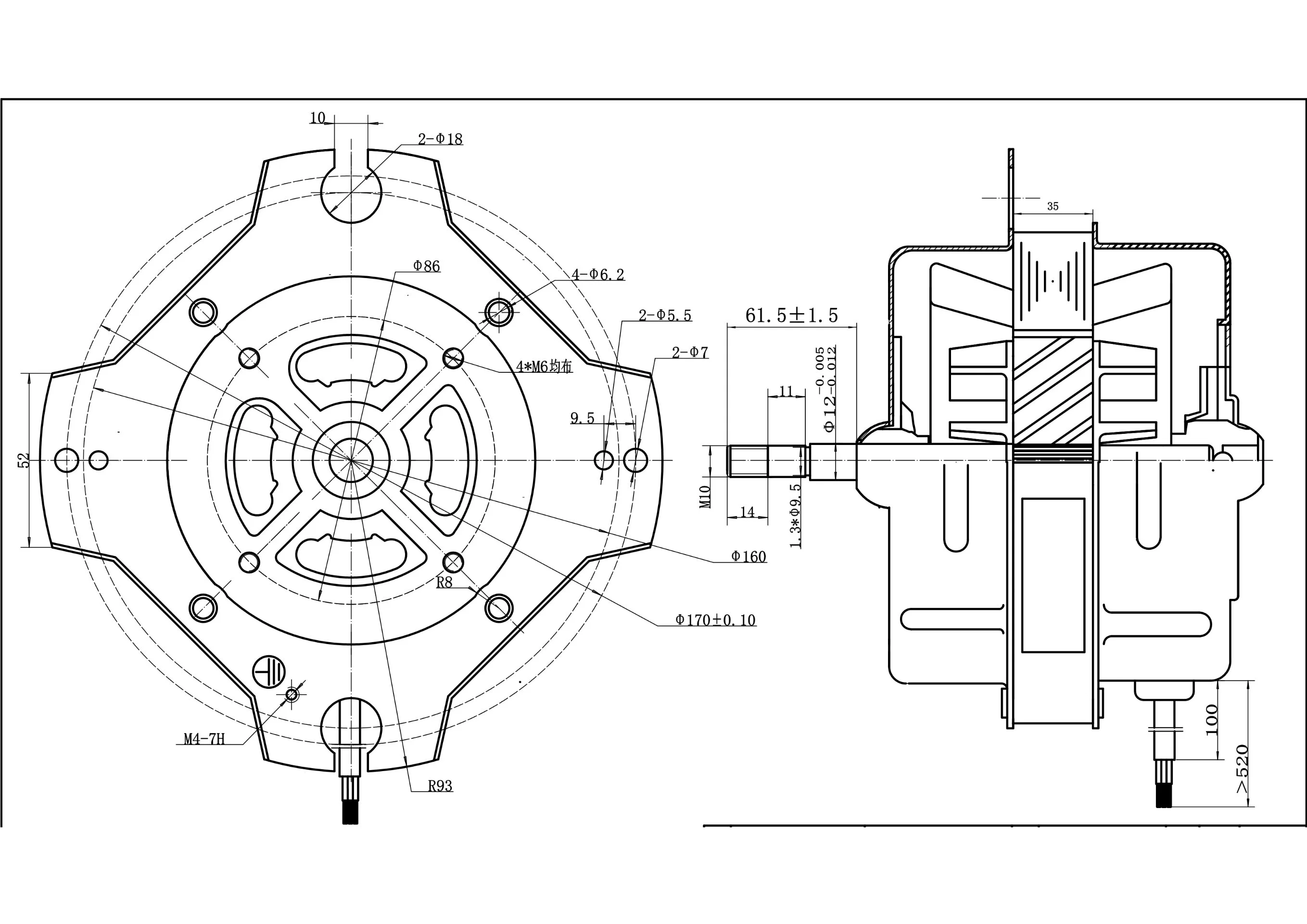 AC Capacitor Motor for Mini Front Door Loading Washing Machine