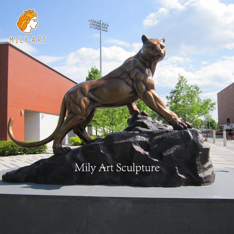 Jardín de esculturas personalizadas decorativos leopardo estatua de bronce