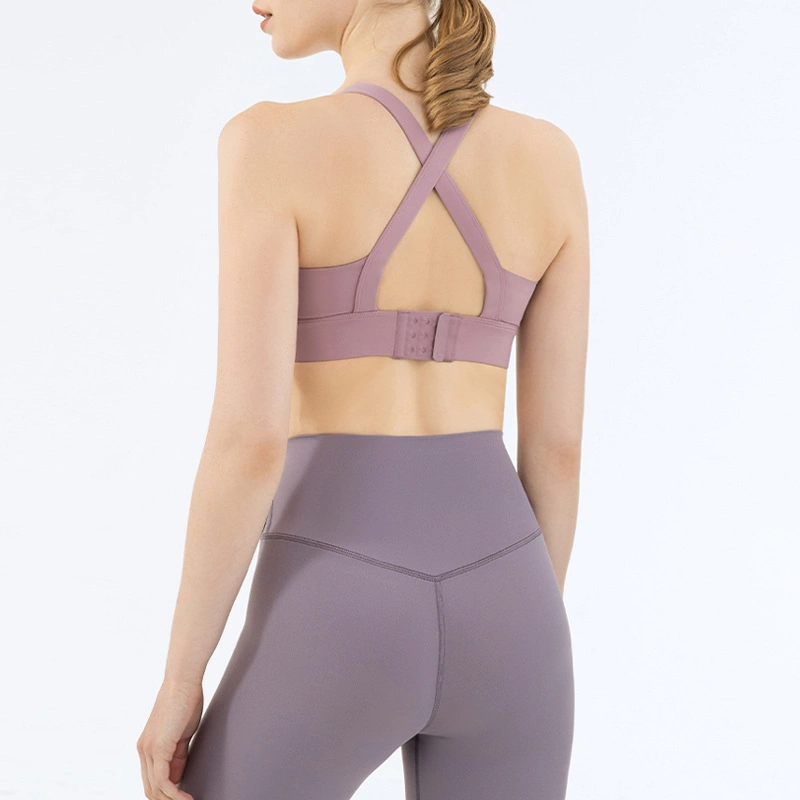 Correas de hombro ajustable en forma de X hermoso diseño Volver Mujer Push up sujetadores deportivos ropa de Yoga