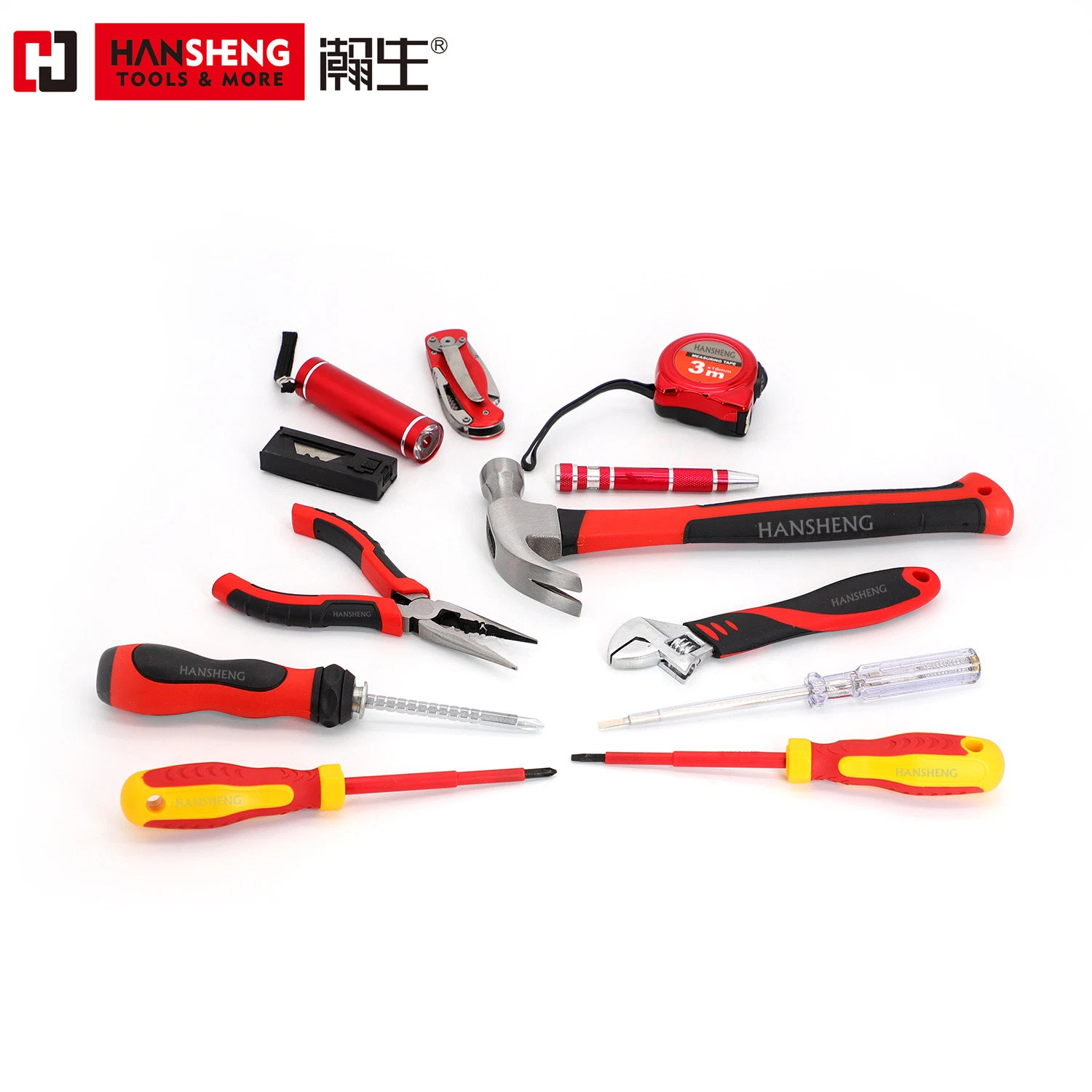 8 Set, Household Set Tools, Plastic Tool Box, Combination, Set, Gift Tools, Made of Carbon Steel, Polish, Pliers, Wire Clamp, Hammer, Wrench, Snips