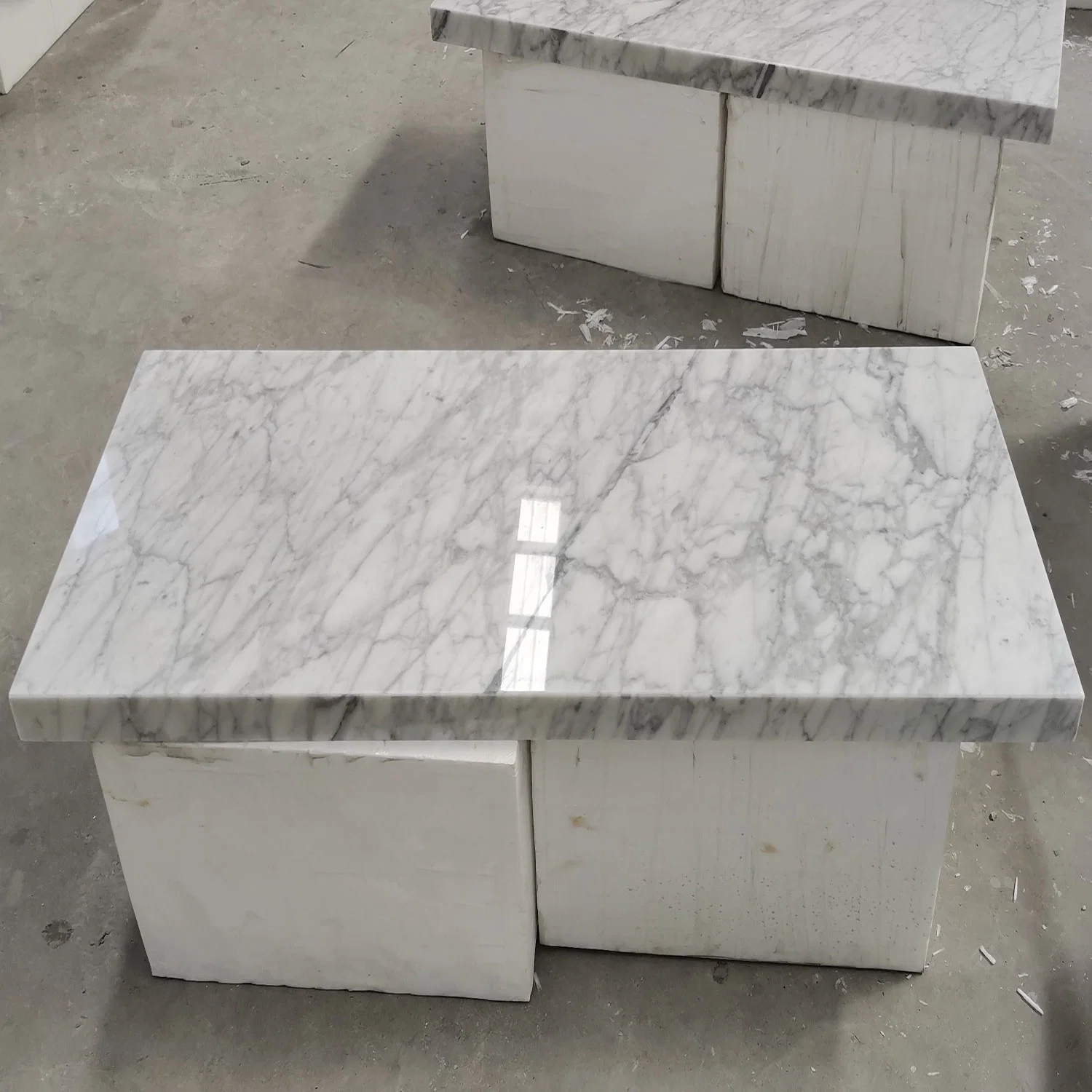 أعلى مستوى Bianco Carrara وايت ماربل تيبل توب وايت ماربل منصات الريش