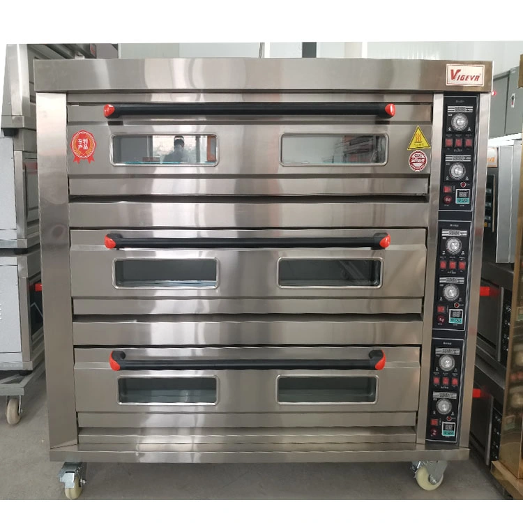 Industrial Commercial Machinery Equipment Electric 3 Deck 6 Tray Price Bakery Toaster Bread Pizza Cake Baking Gas Oven Machine for Baking Cakes