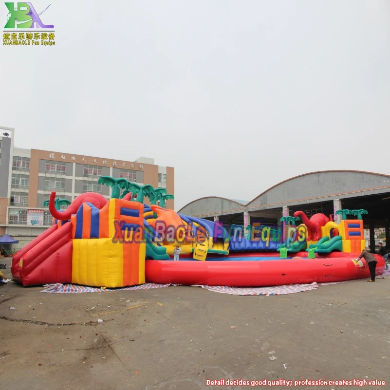 Gigante Dinosaur tema Inflatable agua Slide Pool Jurassic Inflatable Amusement Parque