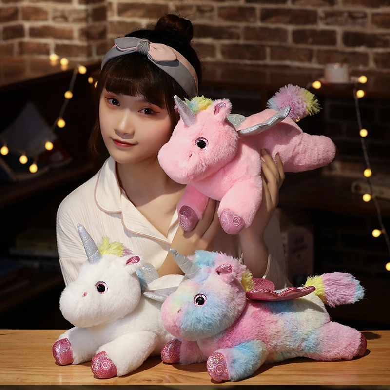 Luz LED macia para animais de peluche da Barbie em Unicorn Creativity Presente de Natal de aniversário dos brinquedos de bebé de boneco macio e brilhante