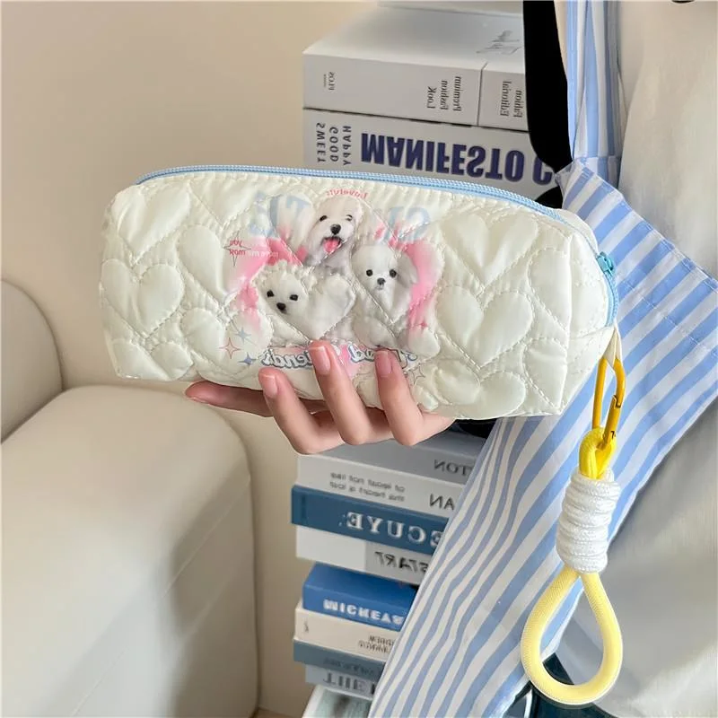 Completely new Great Quality Cute Puppy Textile printing Large Capacity Pencil Case