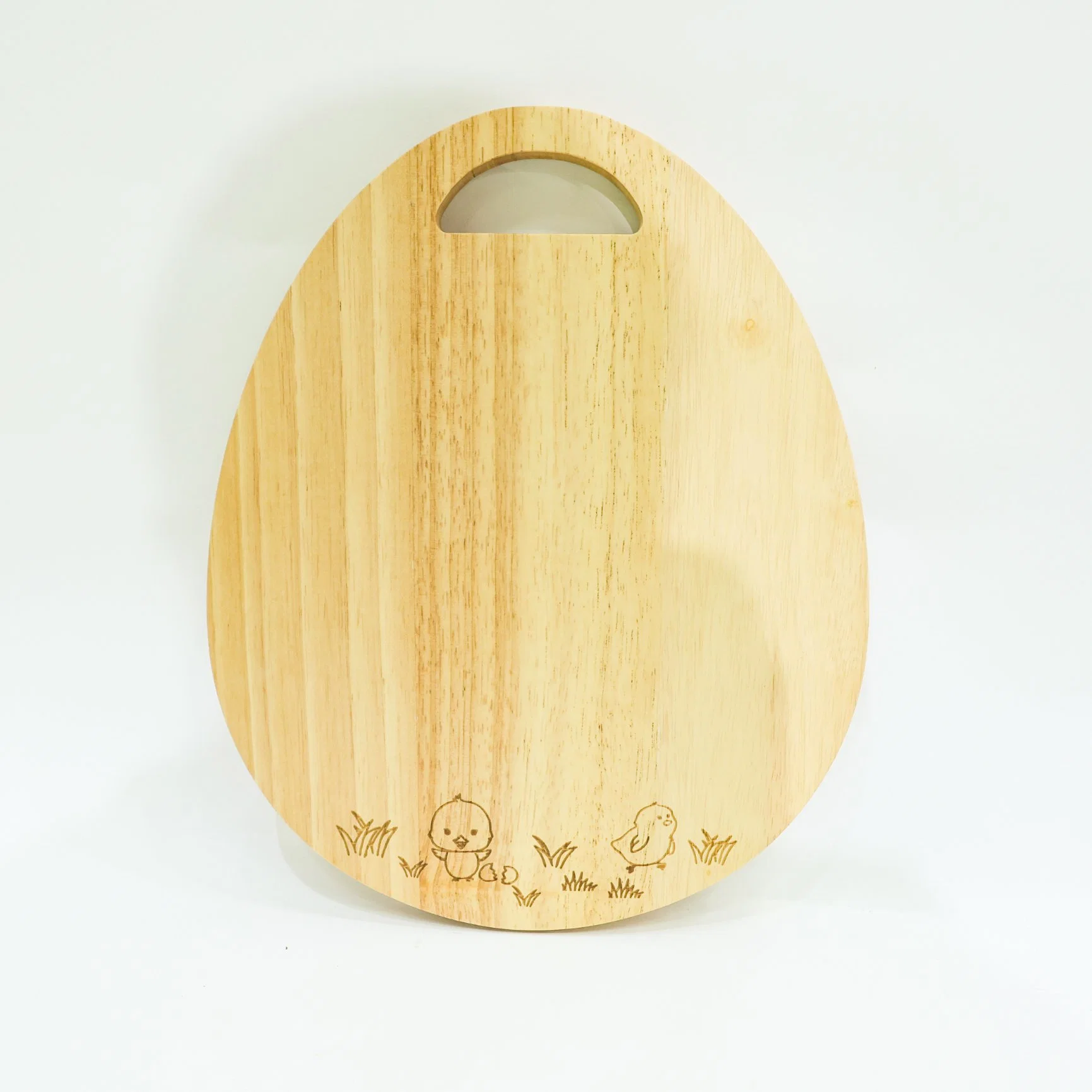 Oval Shape Organic Rubber Wood Cutting Board Chopping Board with Hanging Hole