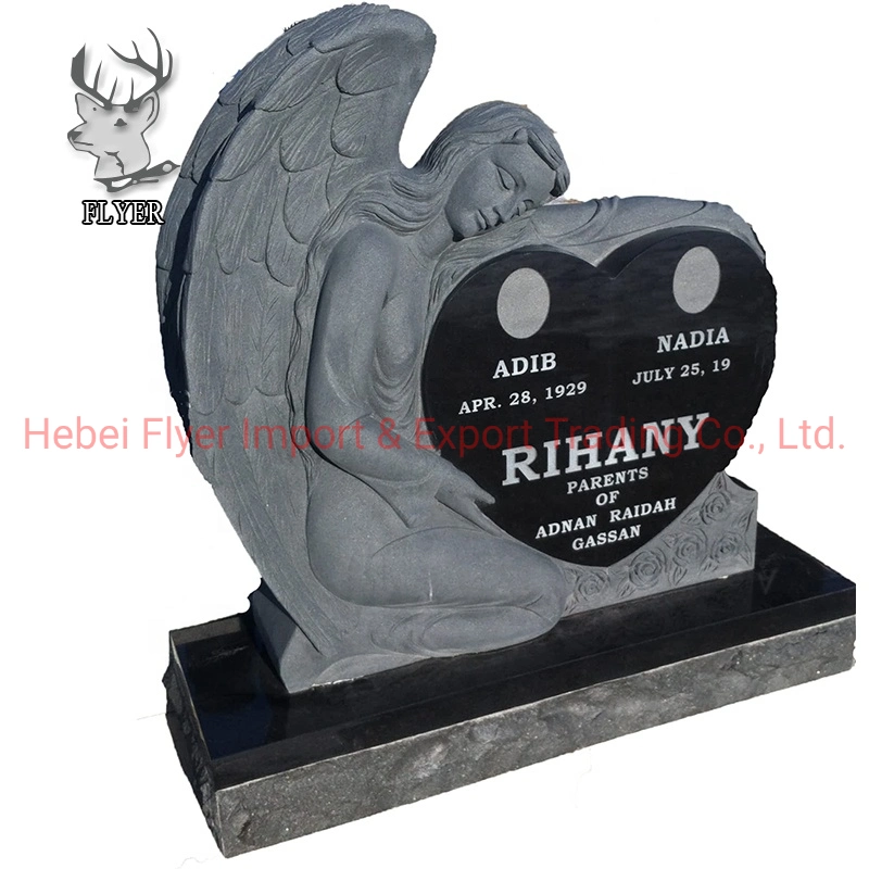 Custom Outdoor Graveyard Memorial Granite Headstone Estatua de mármol Angel Tombstone