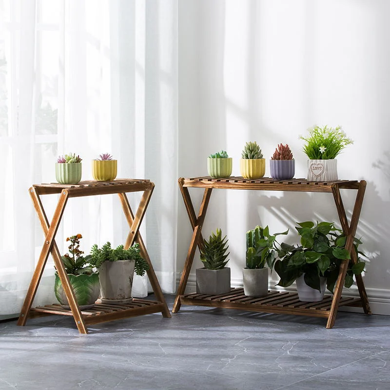 Flower Pot Holder Display Potted Rack Wood Plant Stand for Indoor and Outdoor Used with Flower Green Plant Beech Wood Floor