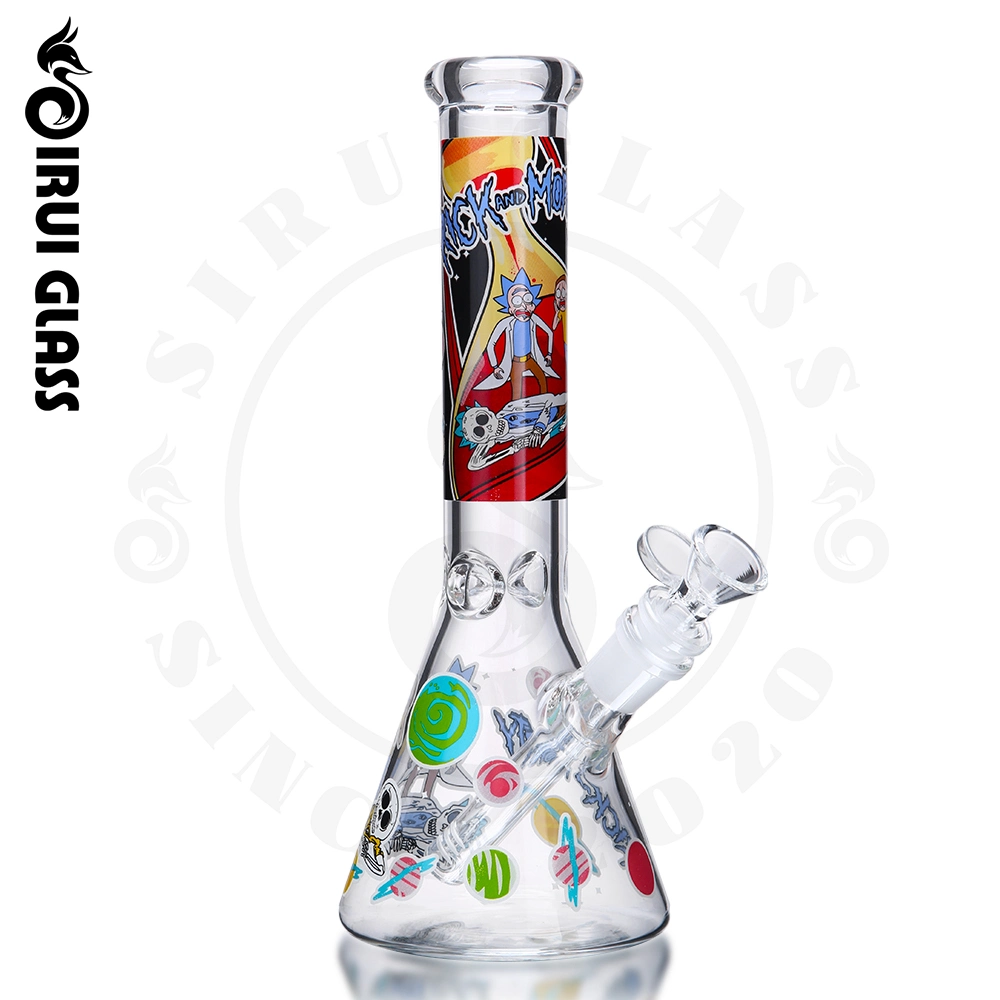 Sirui China Wholesale/Supplier Glass Smoking Water Pipe Oil Burner Pipe Oil DAB Rig Clown Geometry Decal Downstem Ice Catcher Beaker Tobacco Smoking Dry Herb Beaker