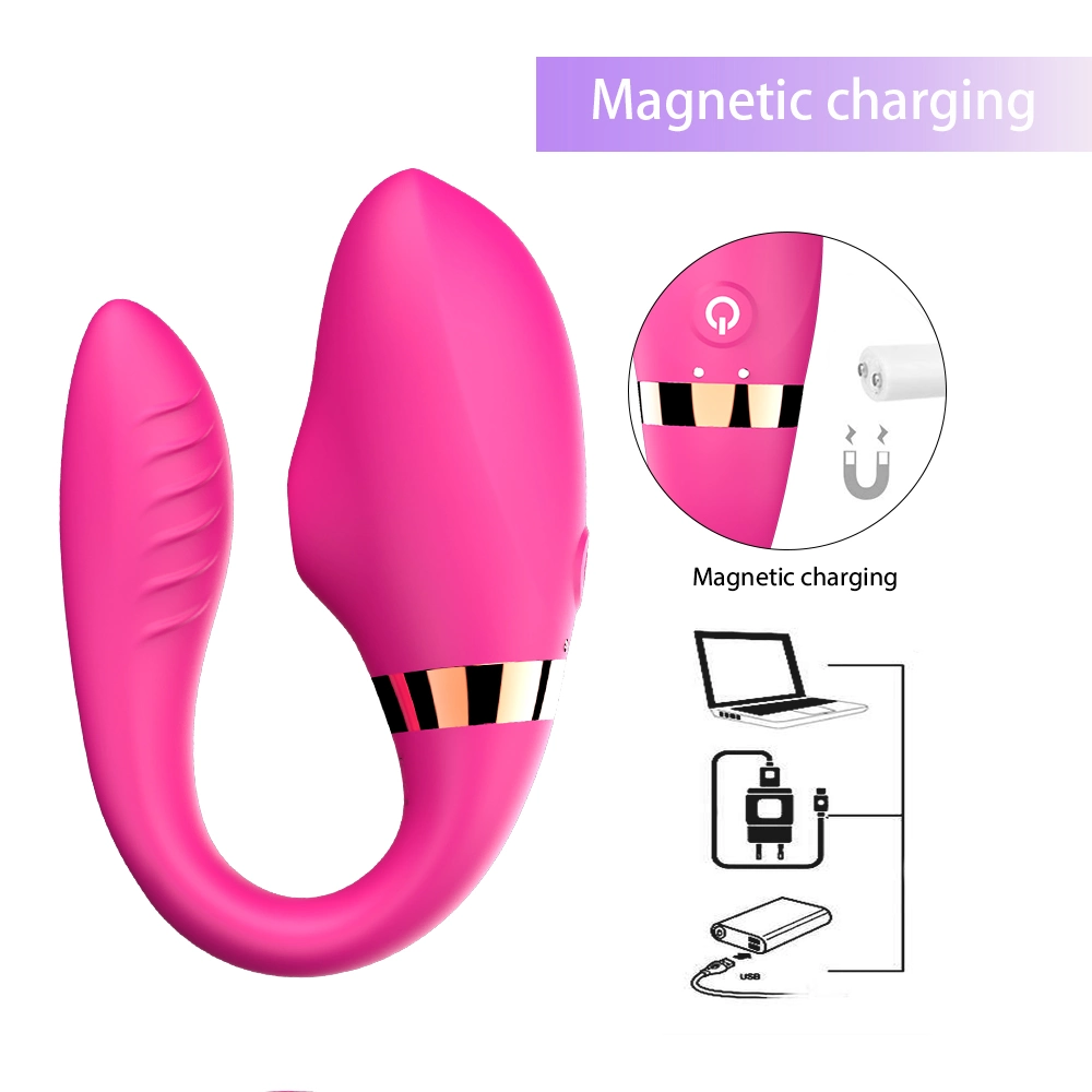 Rose Red Controle remoto sem fio vibrando Bonitinha Ovo de vibração dupla Aquecimento Vibrador Coelho brinquedo sexual Silicone Fêmea