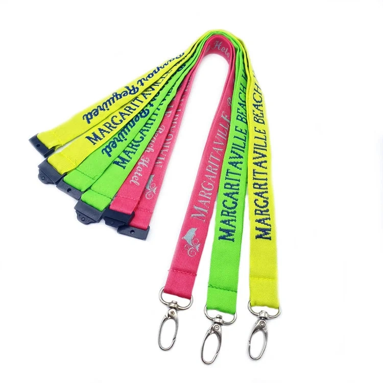 Tarjeta de identificación de los Lanyards de color rosa Caja de teléfono impresa cadena de llaves poliéster Cordón con cordón de clip con logotipo personalizado