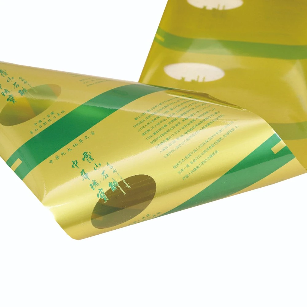 Großhandel Automatische Verpackung Gold Folie Laminierte Blume Tee Pulver Snack Lebensmittelverpackung Folienrolle mit Logo-Druck