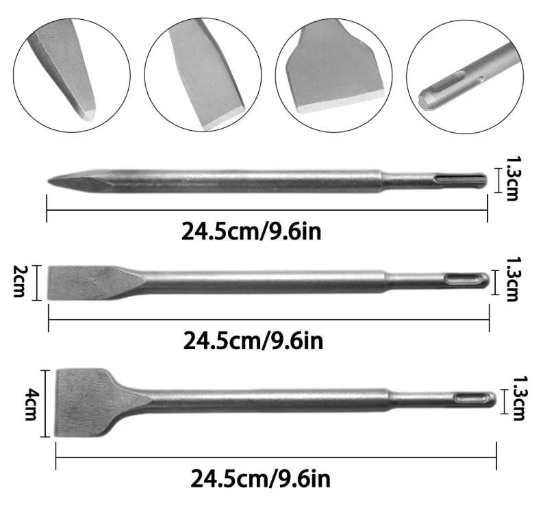 8-PCS martillo perforador Juego de Brocas BROCAS HELICOIDALES SDS-Plus+ de 3 equipos de acero cromo-vanadio cincel SDS-Plus &amp; Bull Point conjunto de bits bits Herramienta para el muro de cemento, Concr