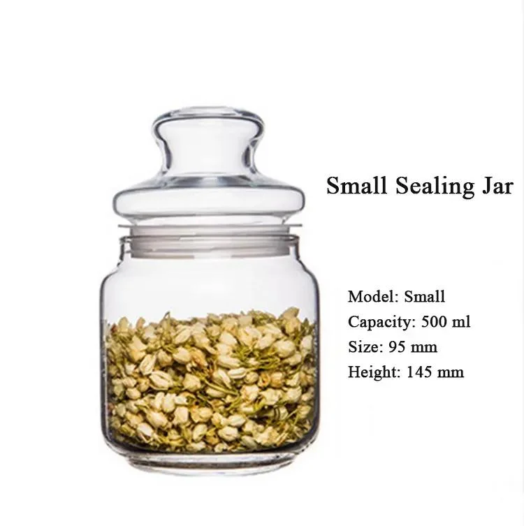 Whole Sale Round Glass Food Scented Tea Storage Jar with Lid