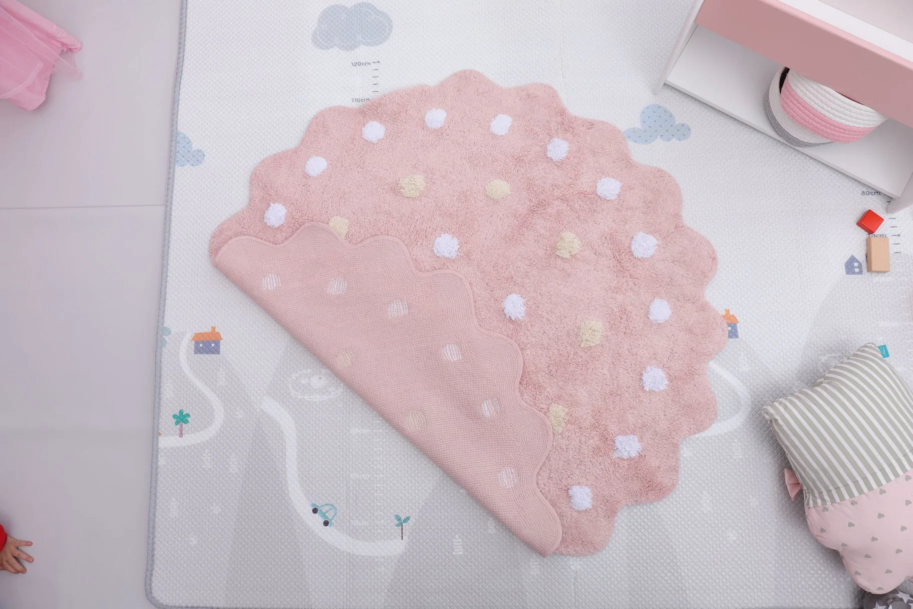 High quality/High cost performance  Multi-Functional Customized Soft Color DOT Cotton Baby Playmats Floor Mat