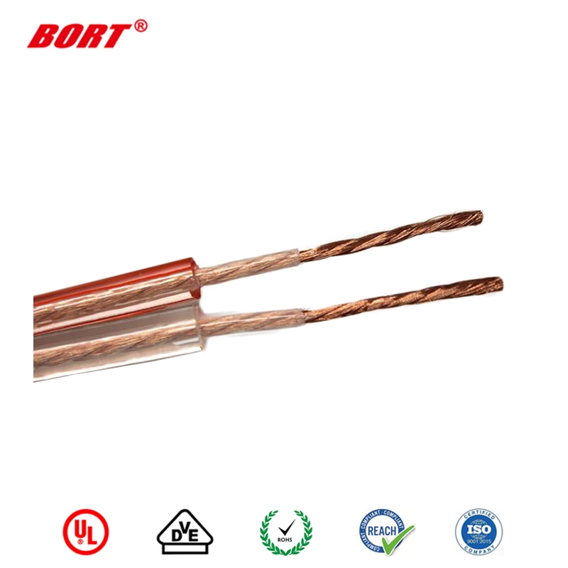 ISO9001 RoHS Compliant Transparent Two Core Speaker Cable