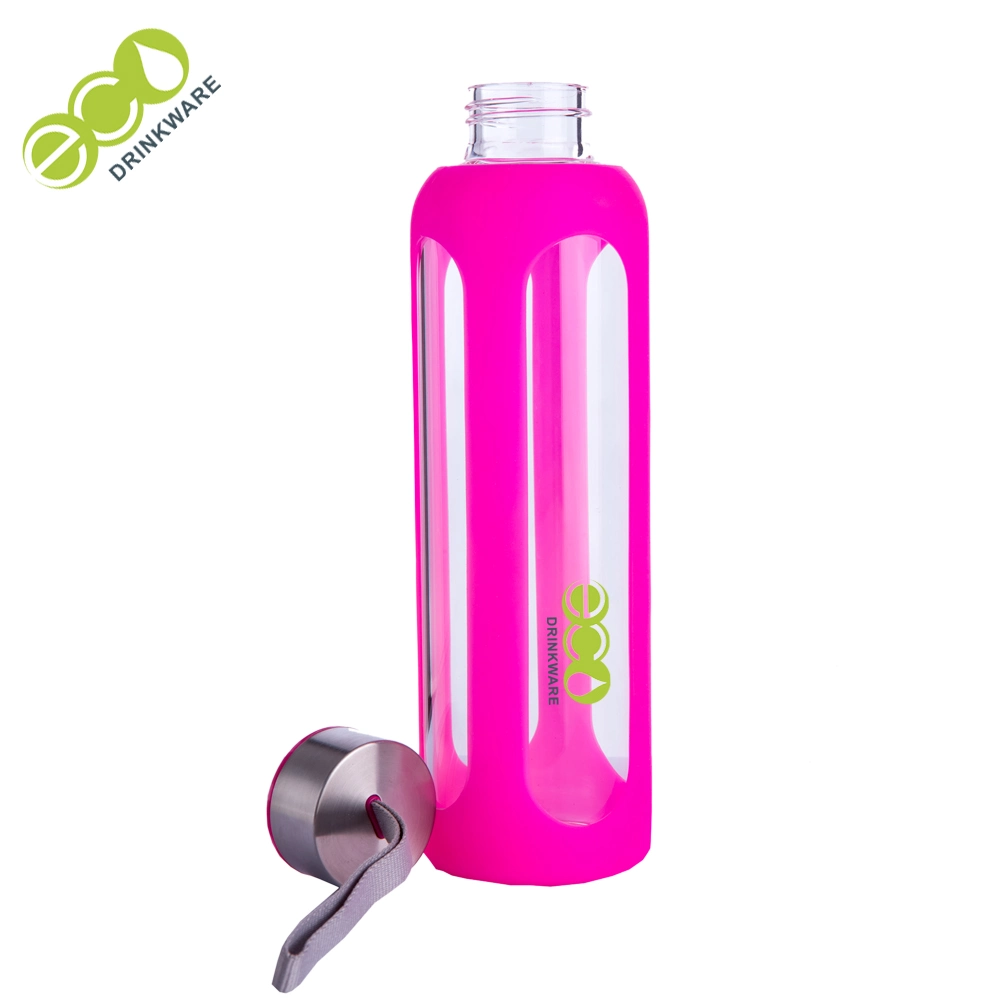 Fit Closely Silicone Sleeve Single Wall 600ml FDA CIQ High-Strength Glass Drinking Bottle