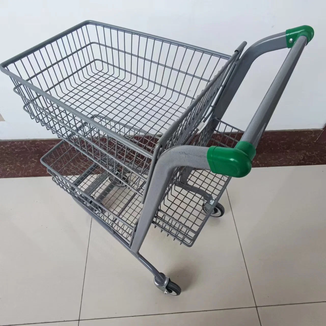 Best Selling Double Layer Shopping Basket Trolley Cart