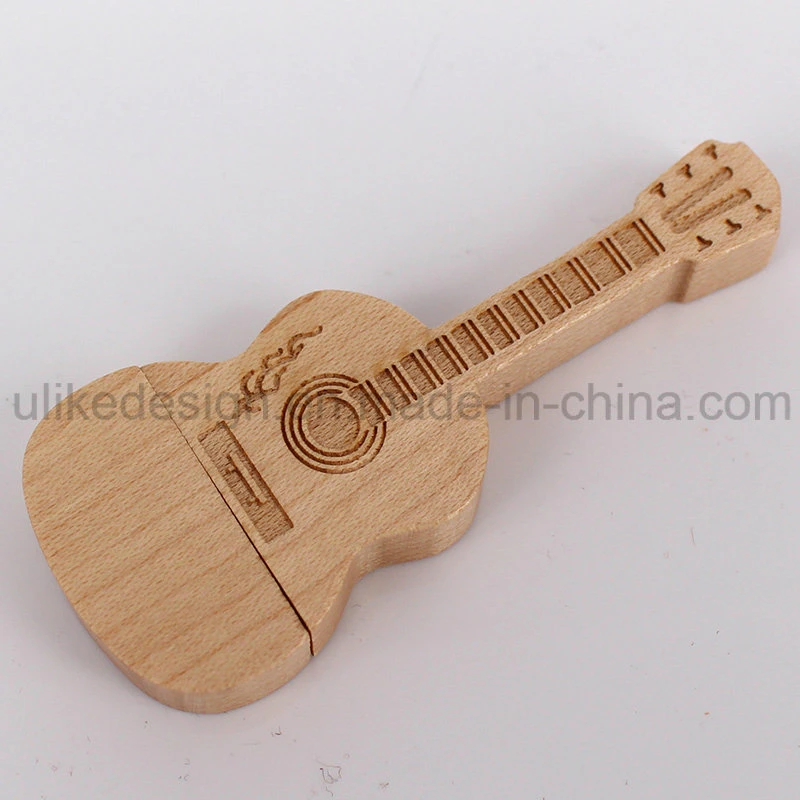 Guitar Shape Wooden Customized USB Flash Drive/USB Pen Drive/USB Flash Memory/Flash Disk/Pen Drive