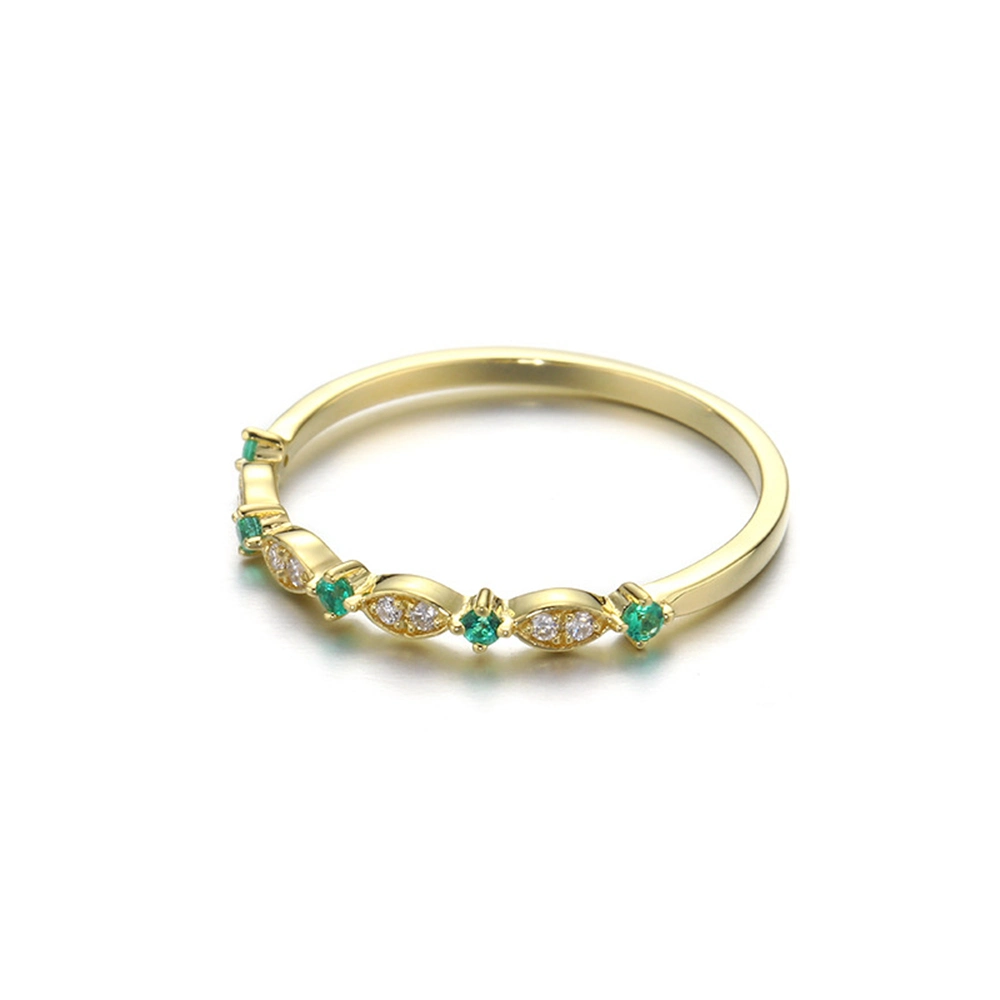 Latest New Design Solid Gold Gemstone Series Oval Zircon Natural Emerald Ring with Custom 14K 18K Jewelry