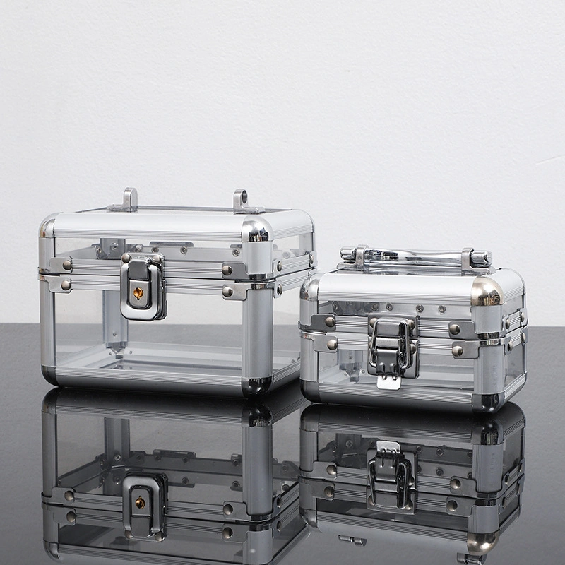 Metal Portable Storage Transparent Acrylic Aluminum Case Nail Beauty Makeup Jewelry Special Box Makeup Box