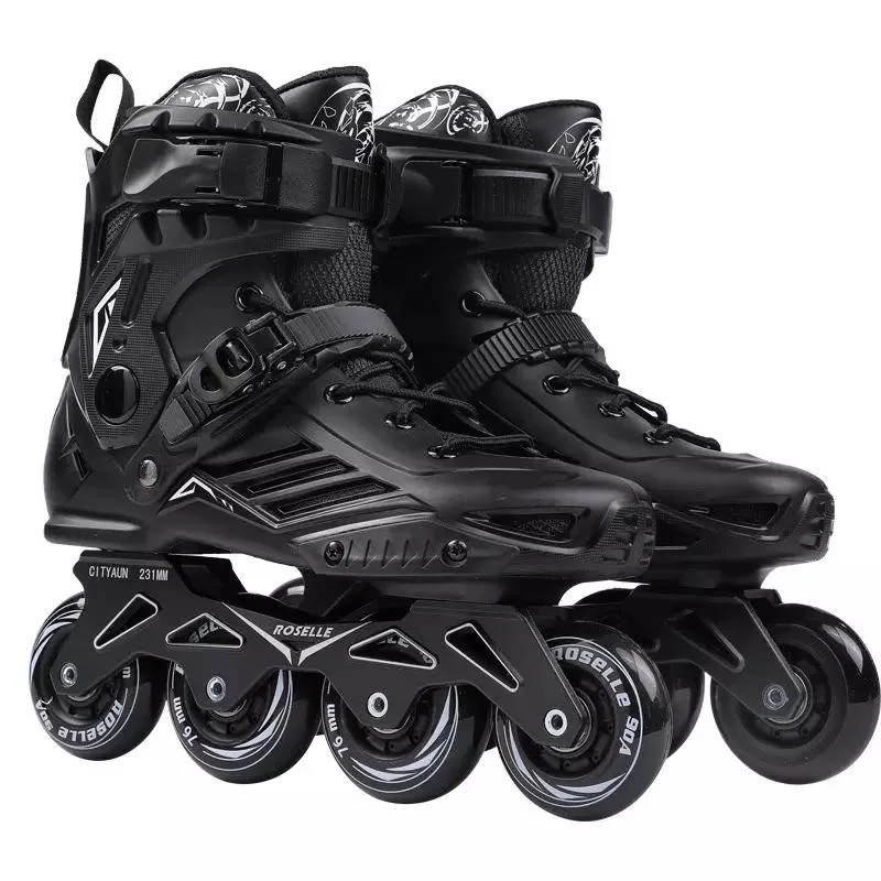 Patines en Línea Profesional Unisex Patinar Slalom zapatos glitter negro deslizante