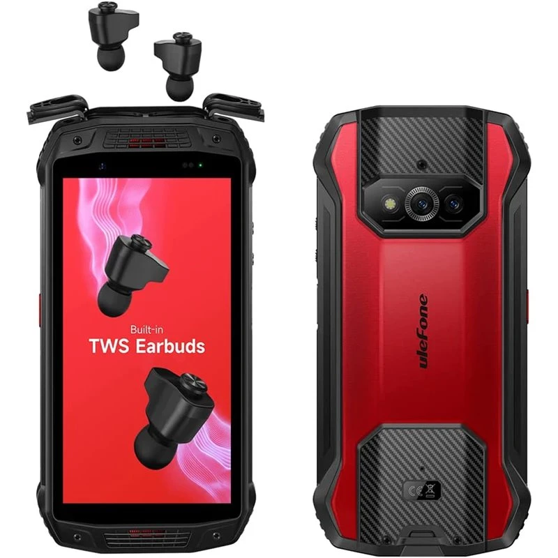 Ulefonee para Armor 15 NFC 6GB 128GB Dual SIM rojo Gran pantalla Waterproof Teléfono Móvil teléfonos inteligentes Super larga espera Cámara de belleza de carga inalámbrica 6000 Batt