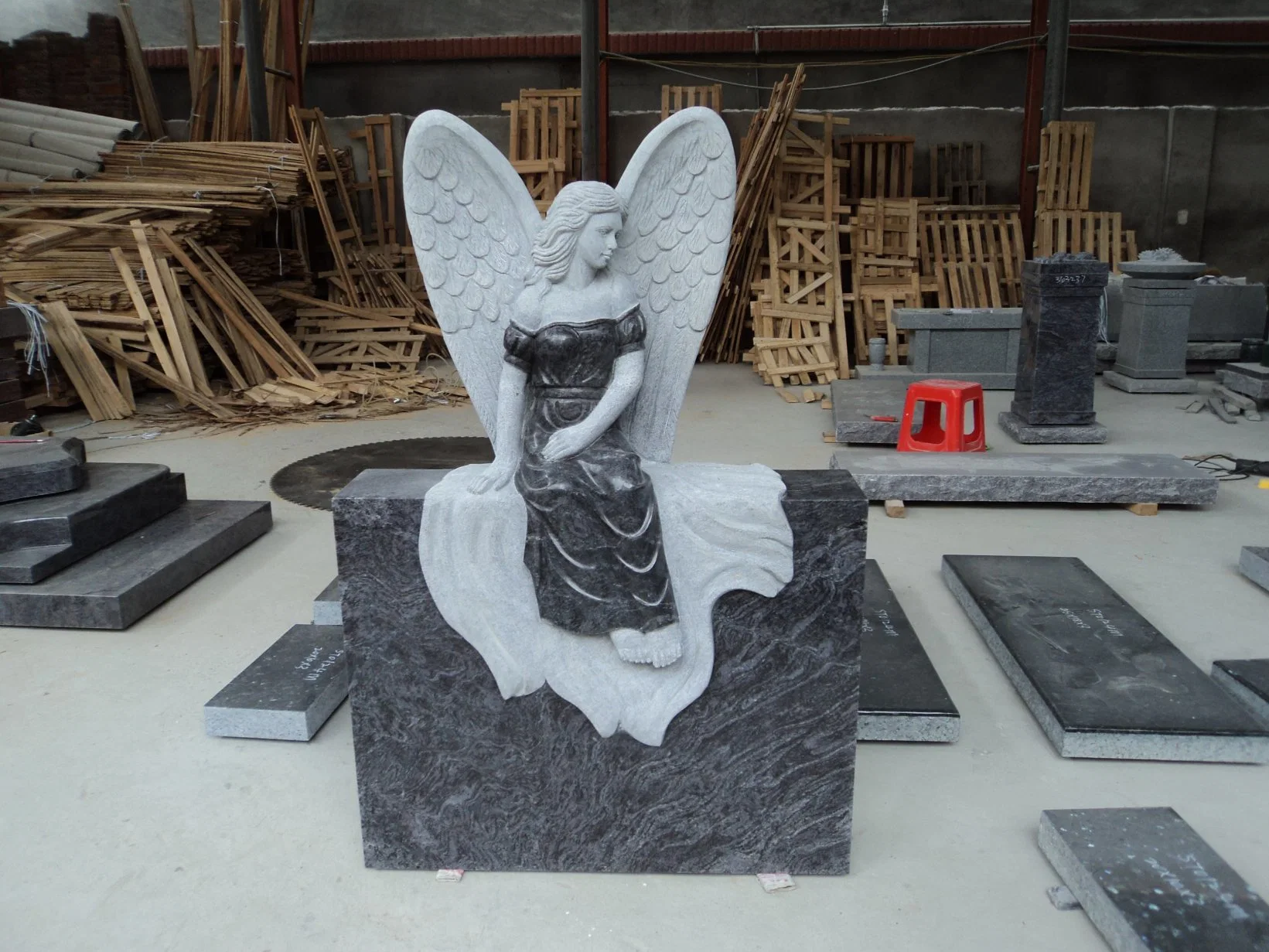 Angel Headstone Polished Granite Tombstone Craving Angel Headstone