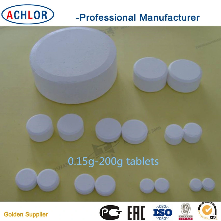 Großhandelspreis 5g/20g/200g 90% minimale Chlor-Tabletten für Swimmingpool-Desinfektionsmittel-u. Trinkwasser-Reinigung
