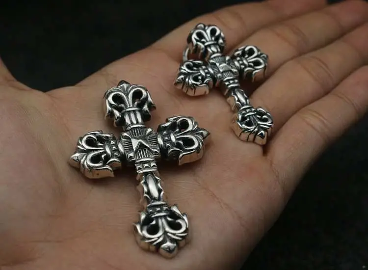 Sterling Silver Cross Necklace Hip Hop moda masculina accesorios de la calle de plata tailandesa colgante Retro