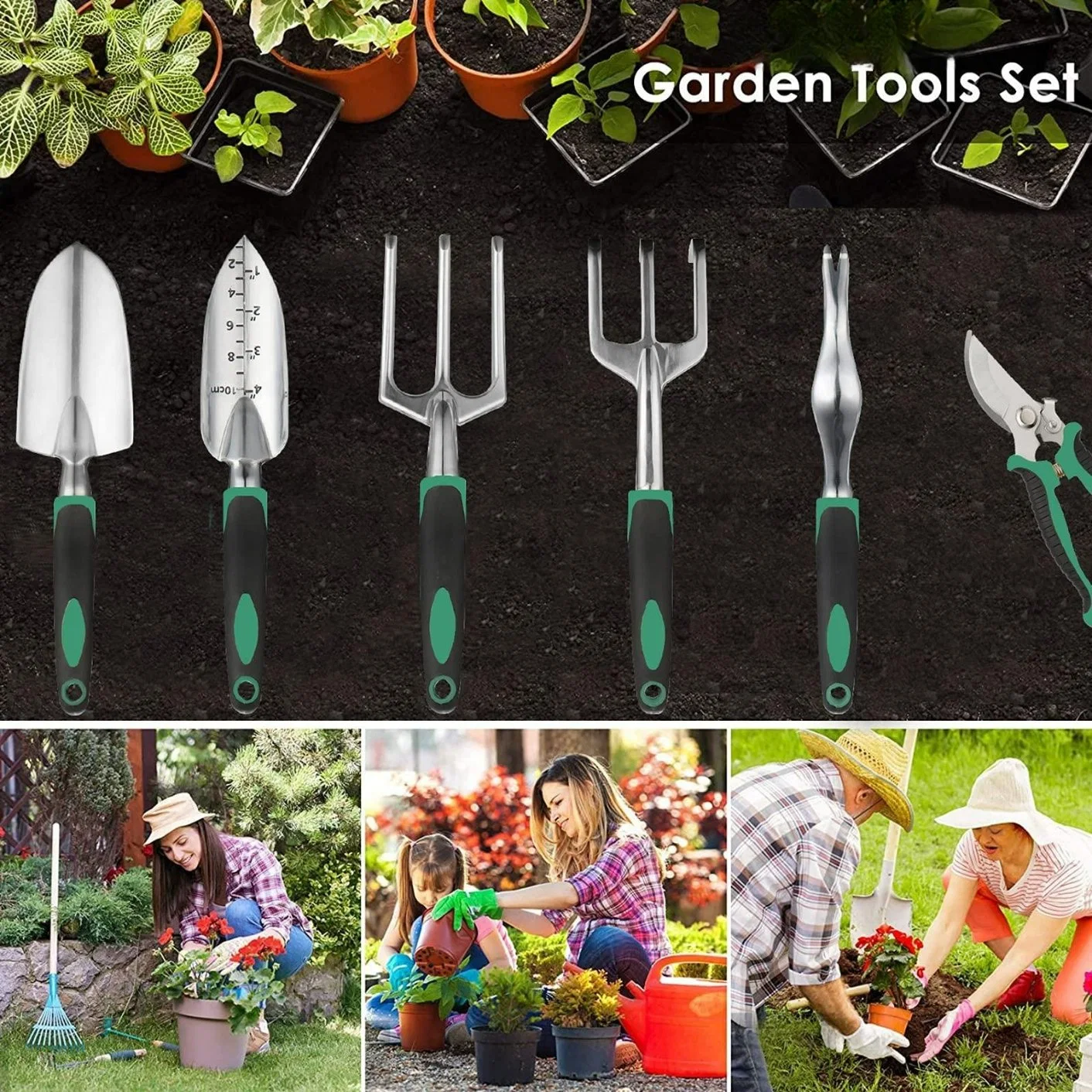 Hot Sale 11 peças Kit de jardinagem Heavy Duty Aluminium Garden Ferramenta