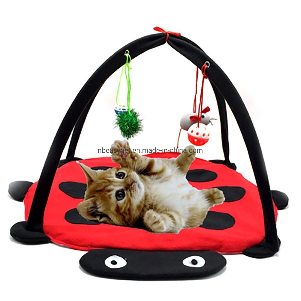 Cat Mobile Activity Play Mat Pet Padded Bed with Hanging Toys Bells Balls and Mice Esg12420