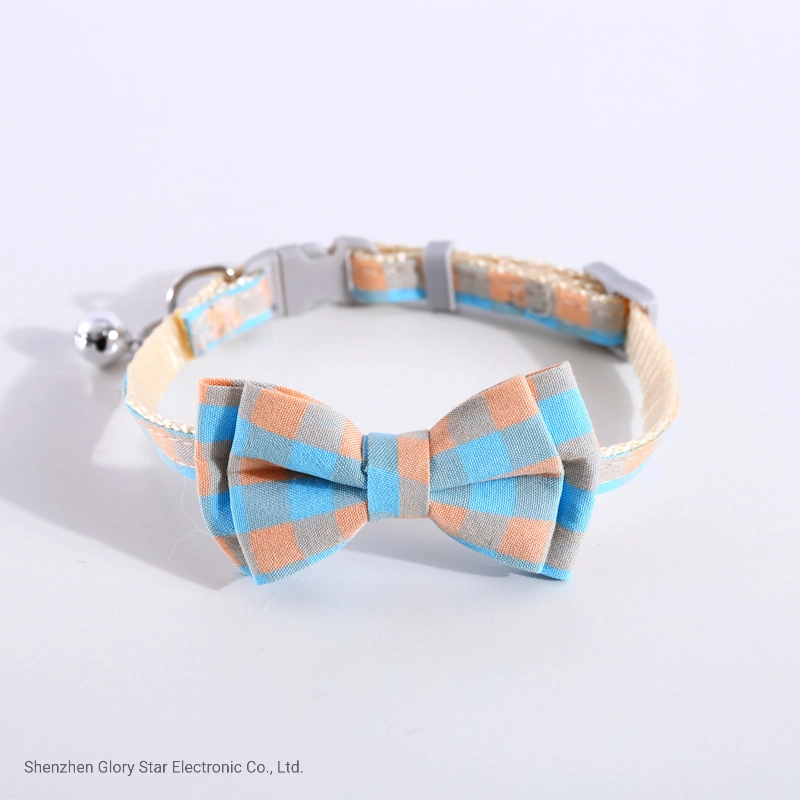 Small Pet Dog Products Plaid Bow Tie Bell Cat Collar