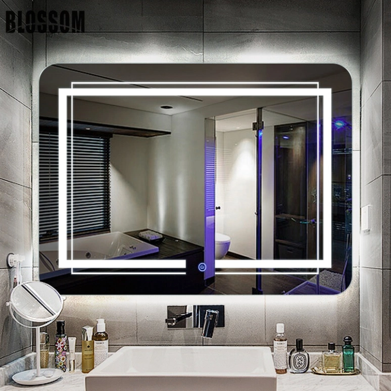 Bathroom Vanity Furniture LED Mirror Smart Glass with Yellow Light