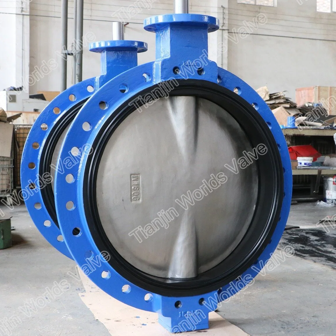 Carbon Steel Flanged Butterfly Valves Bare Shaft Stem Pn10 Pn16