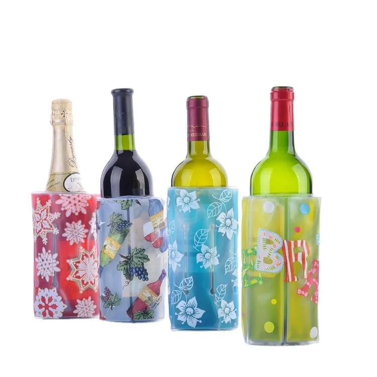 Impresión OEM reutilizable de gel de PVC plástico wine cooler Bag bolsa de hielo