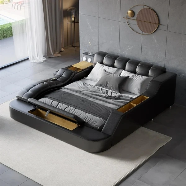 Nova Mobilier de salon de luxe Grand canapé-lit de taille king style italien Canapé fonctionnel en cuir Lit de massage.