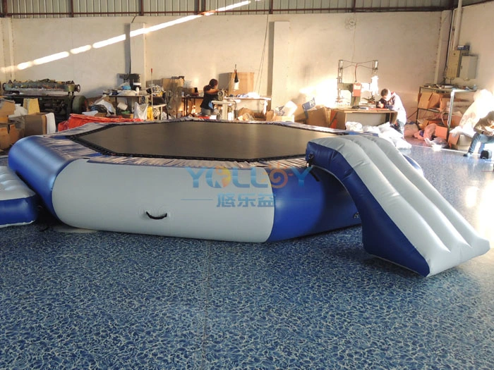 Inflatable Floating Trampoline with Slide for Water Fun