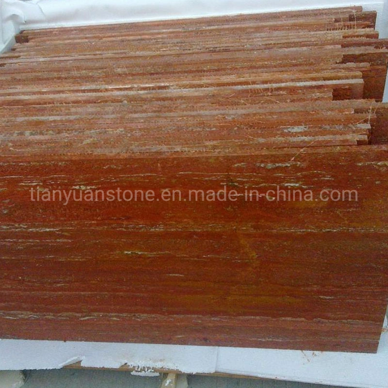 Polished Natural Red Travertine Slabs, Travertine for Pavers, Floor/Wall Tiles