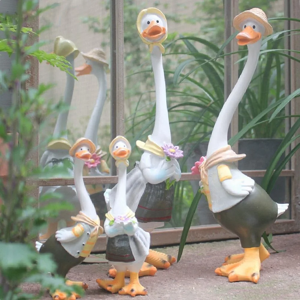 Cute Cartoon Duck Garden Statue, Garden Decorations, Outdoor Duck Statue Wyz20926