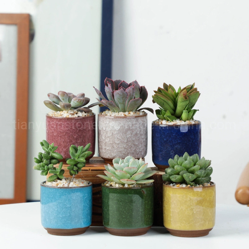 Ice Cracked Flower Pot, Mini Desk, Small Flower Pot, Succulent Combination Small Fresh Color Ceramic Flower Pot