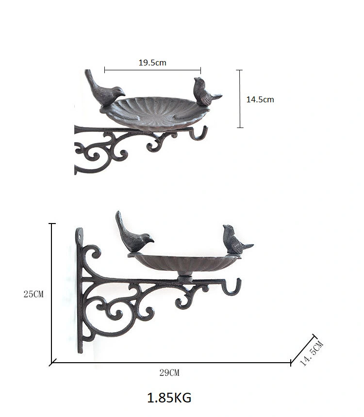 Cast Iron Wall Mounted Rustic Bird Feeder Metal Bird Bath Garden Decoration