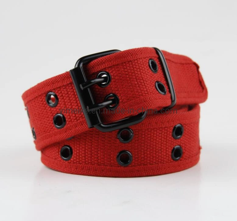 Hot-Selling Unisex Men Lady Fashion 2 Holes Cotton Polyester Fabric Belt