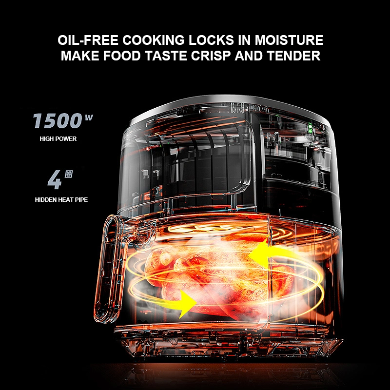 Freidora de Aire caliente 5L Cocina Eléctrica de Acero inoxidable Cocina Aire Freidora sin aceite Air Frier Digital 12 Presets pantalla táctil profunda Freidoras