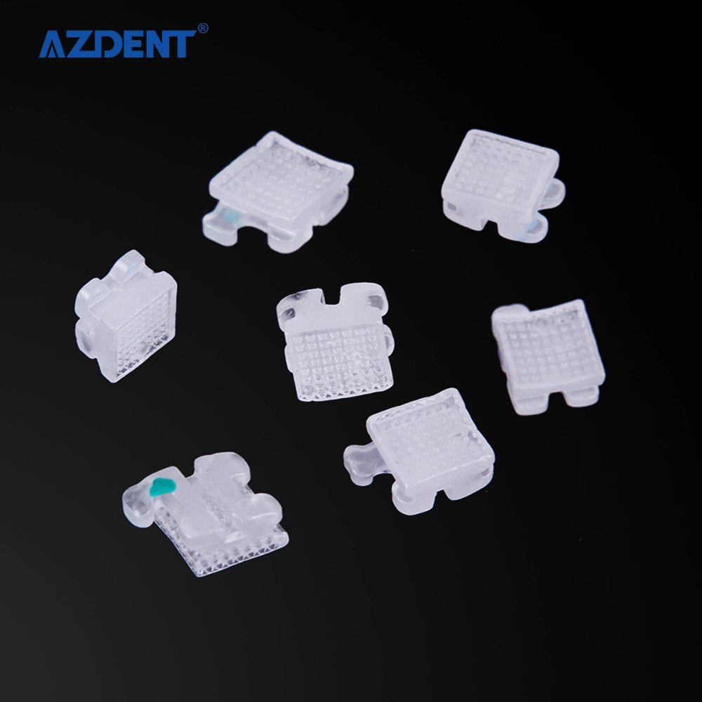 Azdent Dental Brackets Roth 022 Hooks 345 Mesh Base Invisable Clear Ceramic Braces