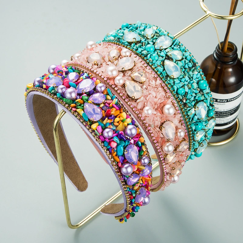 Summer Women Sponge Headband Candy Color Fashion Crystal Wide Rhinestone