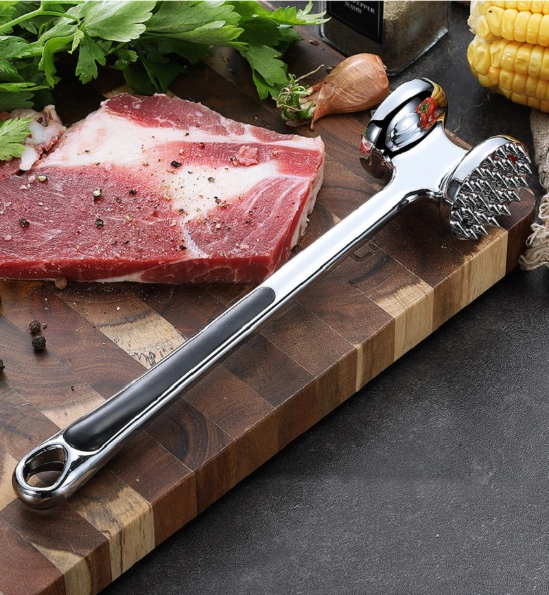 Zinc Alloy Meat Tenderizer Double Sided Non-Slip Handle Meat Mallet Kitchen Tool Esg16353