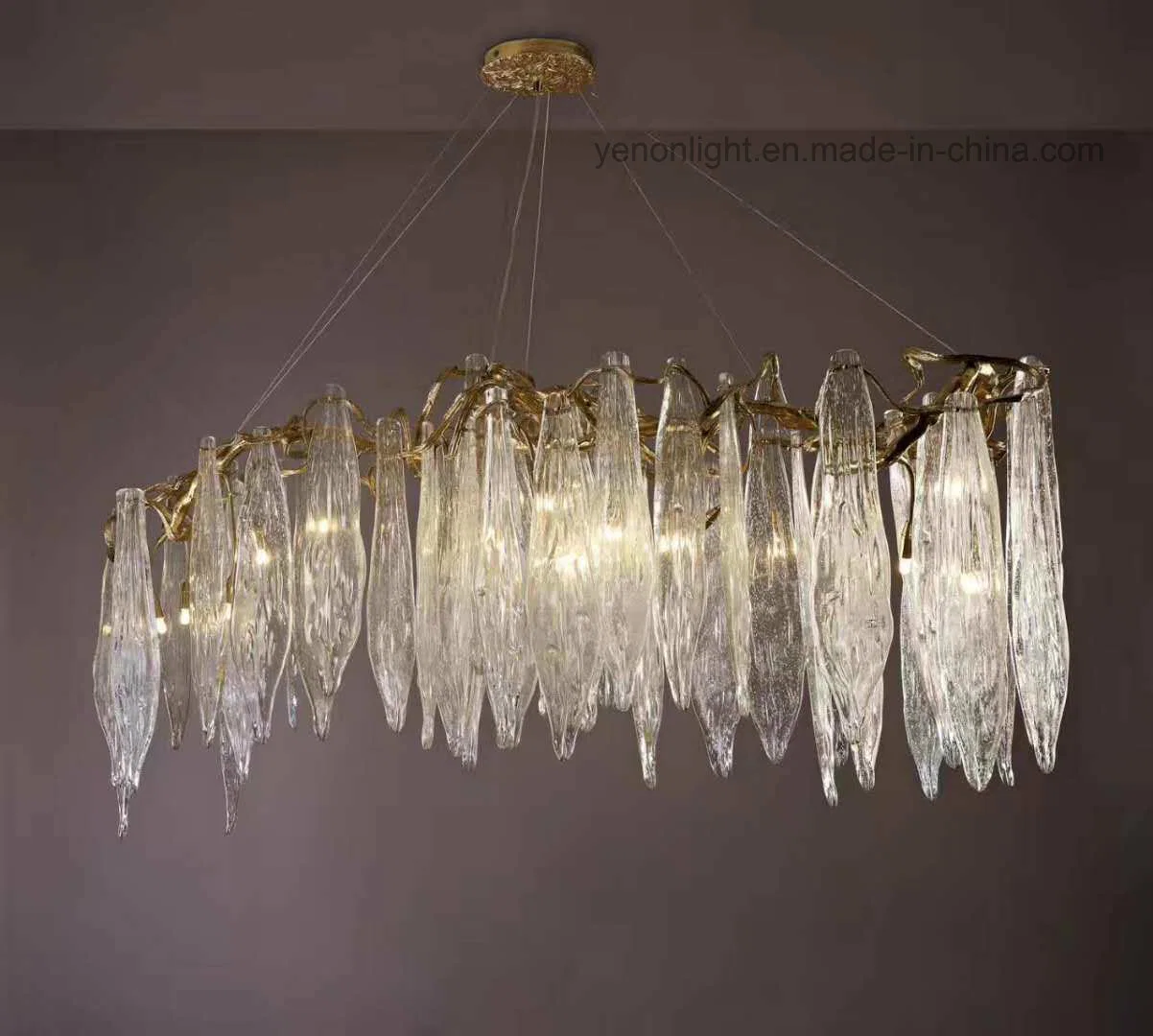 Luxury Branch Glass Chandelier Design Copper Crystal Customized Chandelier Lamp