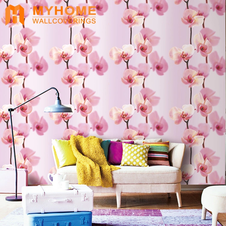 PVC Waterproof 3D Modern Flower Wall Paper for Interior Decor